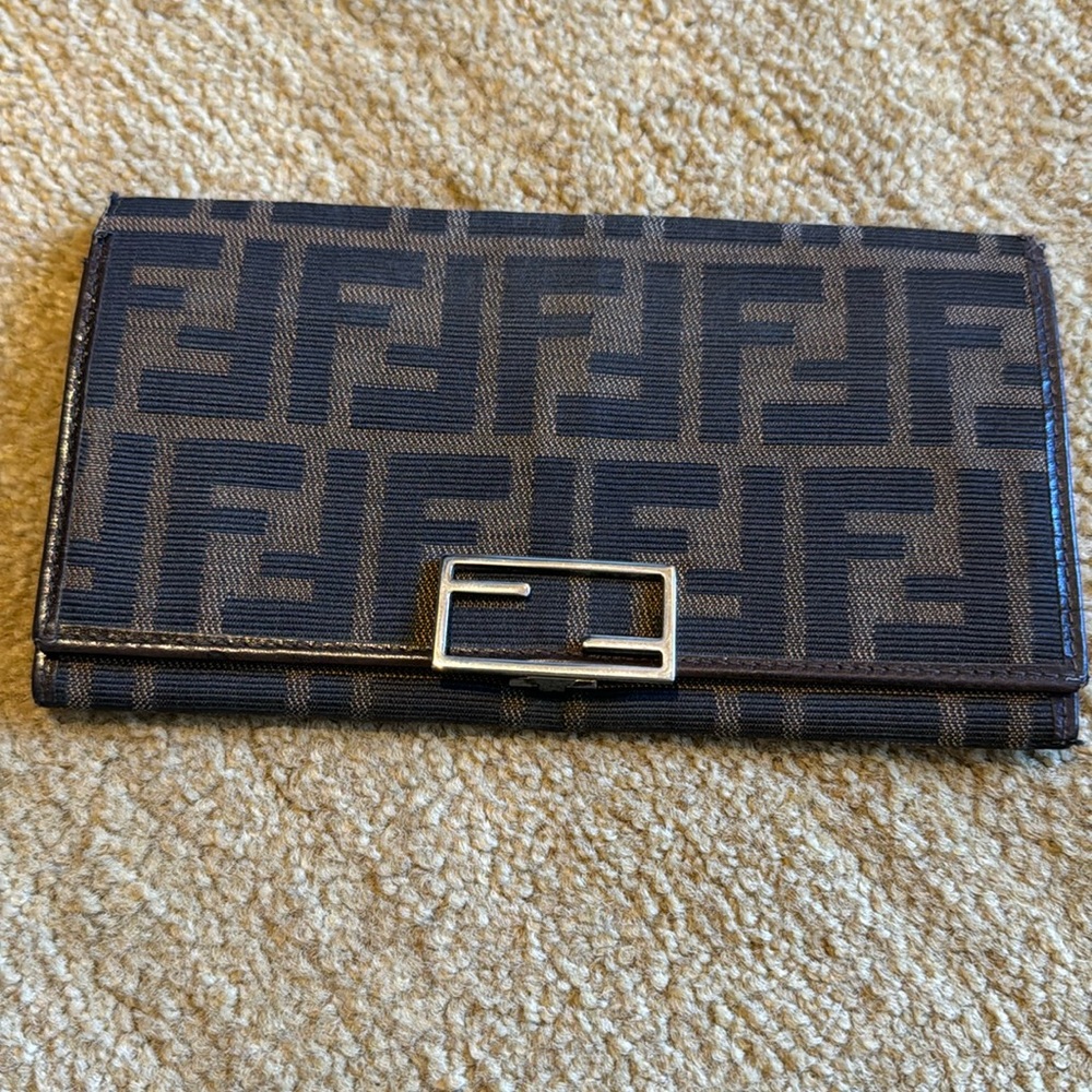 Fendi Zucca brown long wallet
